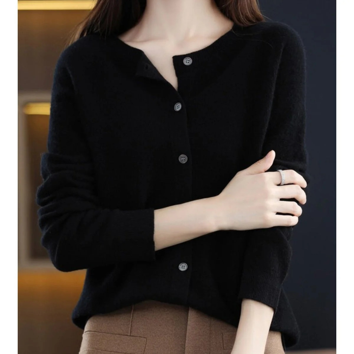 Cardigan femme à col rond et boutons sur le devant - Lauffy
