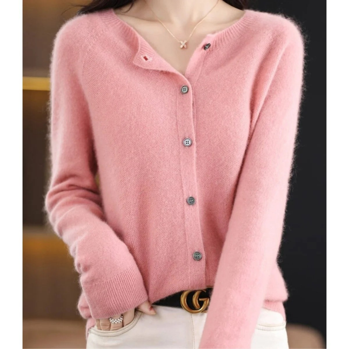 Cardigan femme à col rond et boutons sur le devant - Lauffy