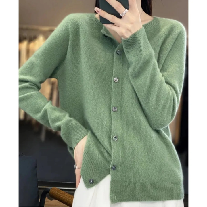 Cardigan femme à col rond et boutons sur le devant - Lauffy
