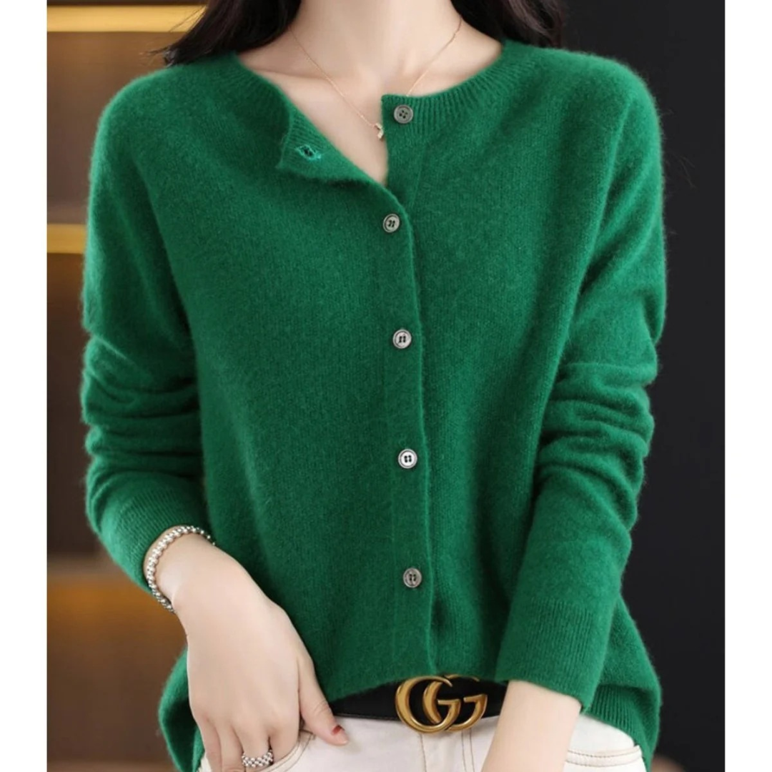 Cardigan femme à col rond et boutons sur le devant - Lauffy
