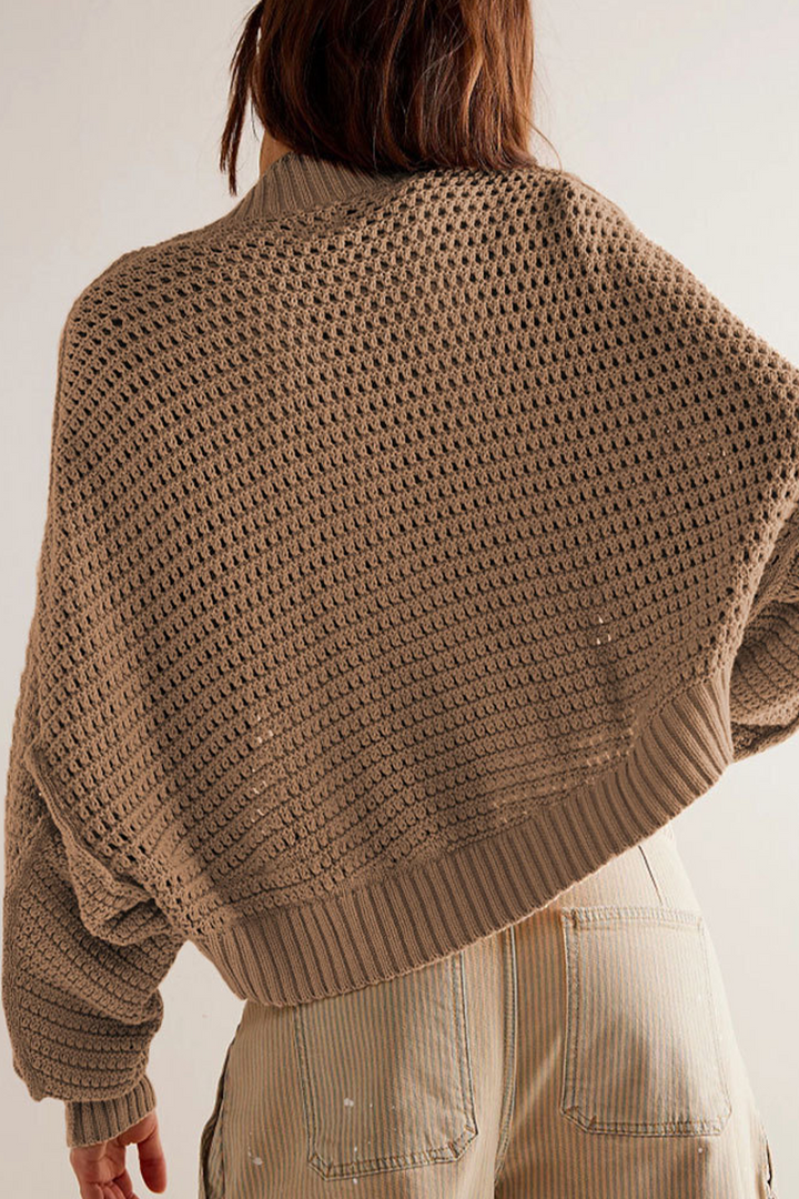 Cardigan femme en maille ajourée à manches amples - Solveig