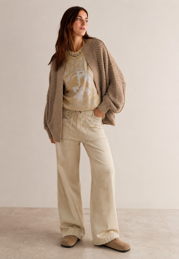 Cardigan femme en maille ajourée à manches amples - Solveig
