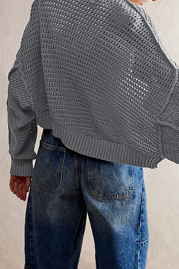 Cardigan femme en maille ajourée à manches amples - Solveig