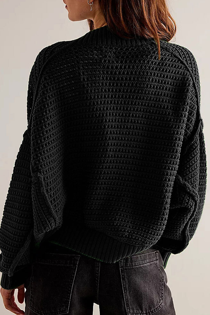 Cardigan femme en maille ajourée à manches amples - Solveig