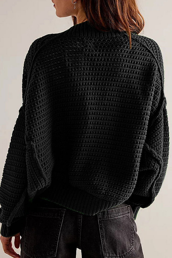 Cardigan femme en maille ajourée à manches amples - Solveig