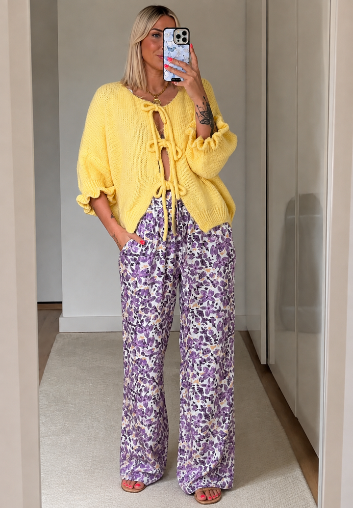 Cardigan en maille pour femme avec nœuds sur le devant - Margaux