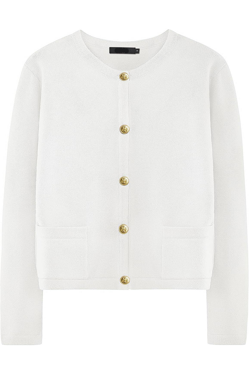Cardigan femme en maille, col rond, boutons, poches - Sorelia