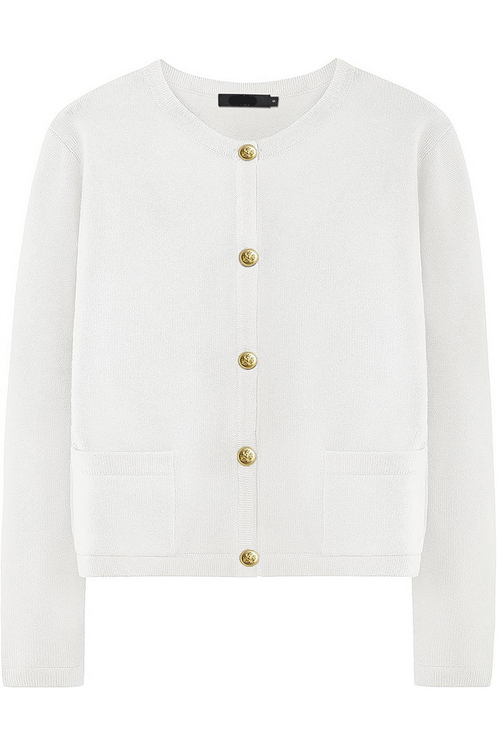 Cardigan femme en maille, col rond, boutons, poches - Sorelia