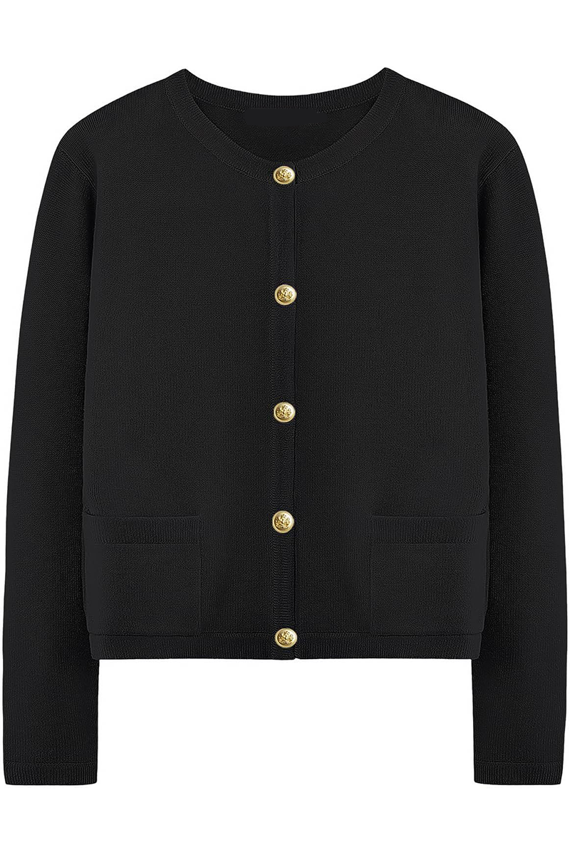Cardigan femme en maille, col rond, boutons, poches - Sorelia
