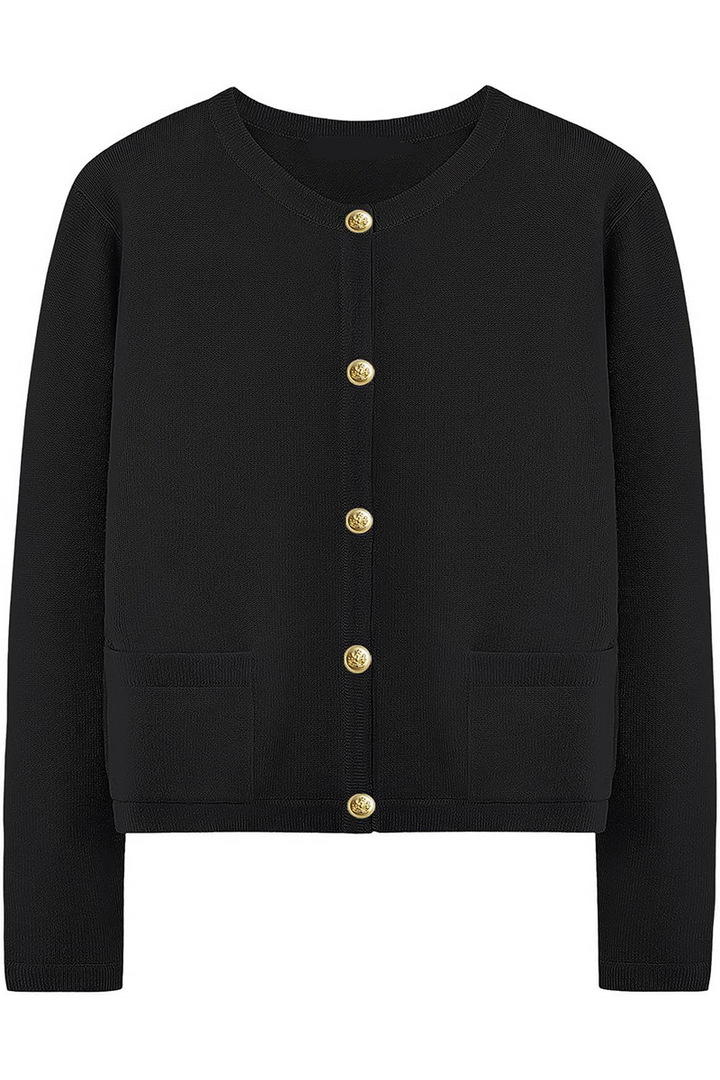 Cardigan femme en maille, col rond, boutons, poches - Sorelia