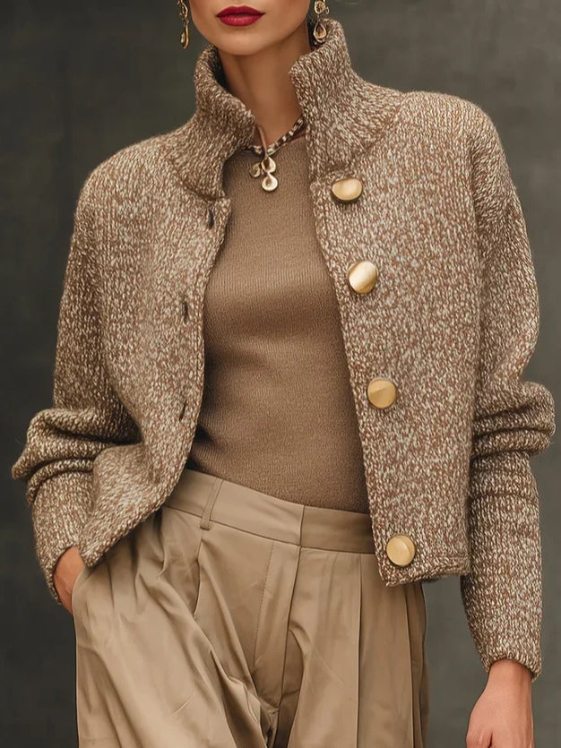 Cardigan élégant à col montant et boutons - Kissa