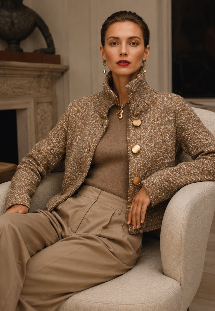 Cardigan élégant à col montant et boutons - Kissa