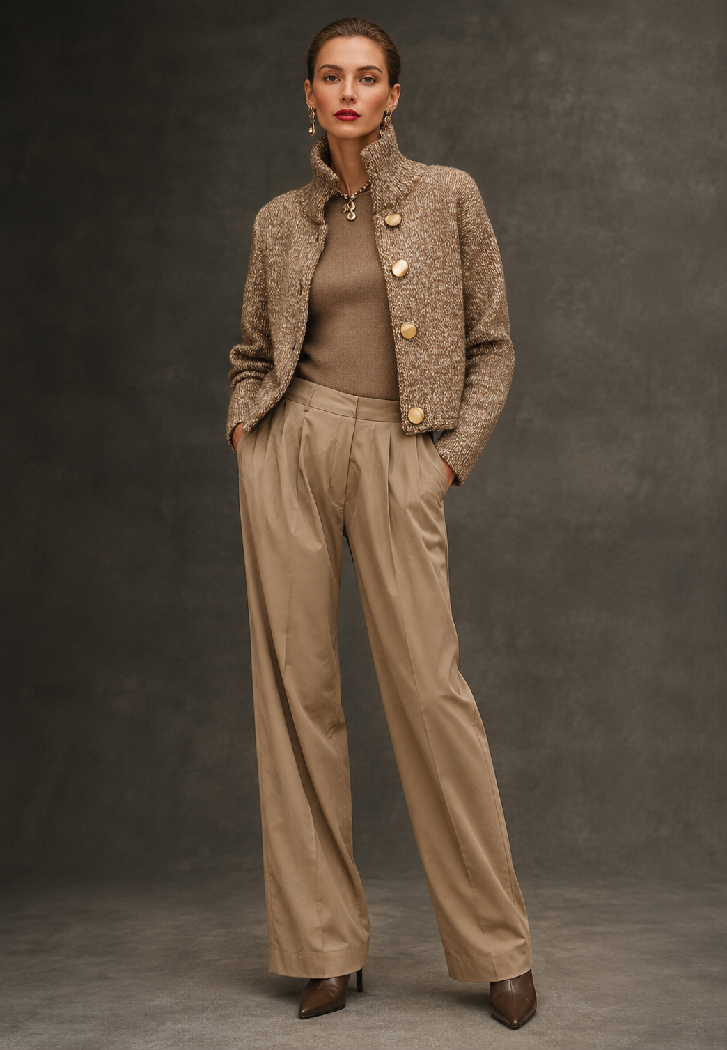 Cardigan élégant à col montant et boutons - Kissa