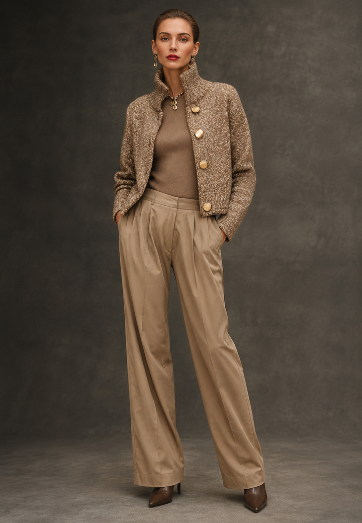Cardigan élégant à col montant et boutons - Kissa