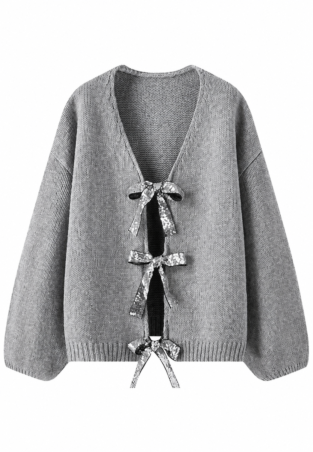 Cardigan femme en maille à nœuds brillants, encolure en V - Coronas