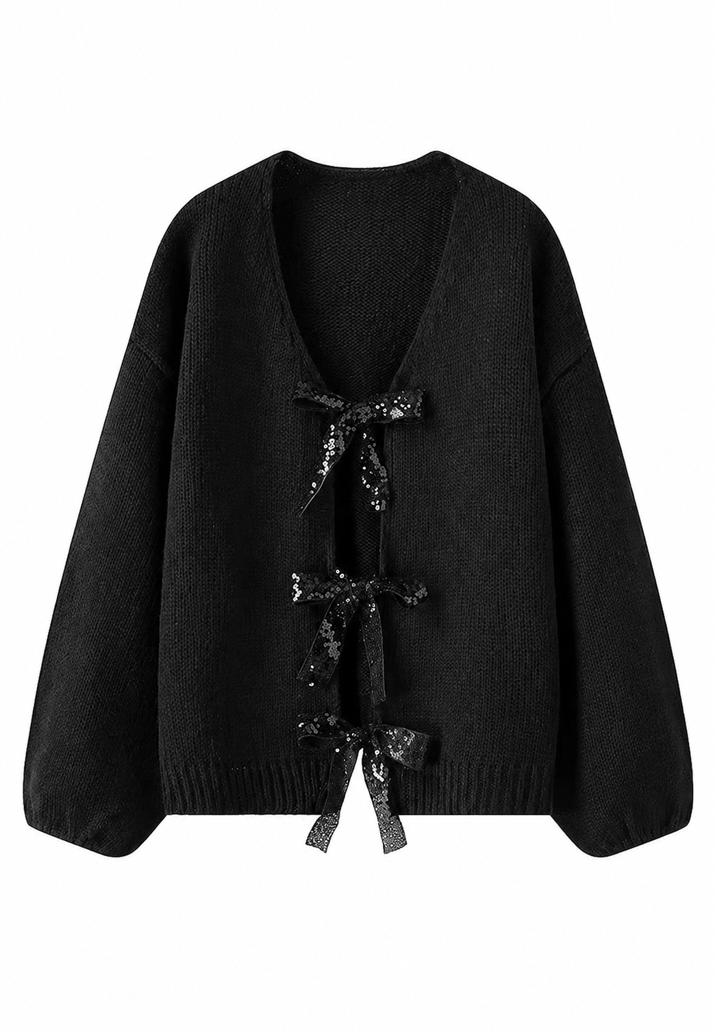 Cardigan femme en maille à nœuds brillants, encolure en V - Coronas