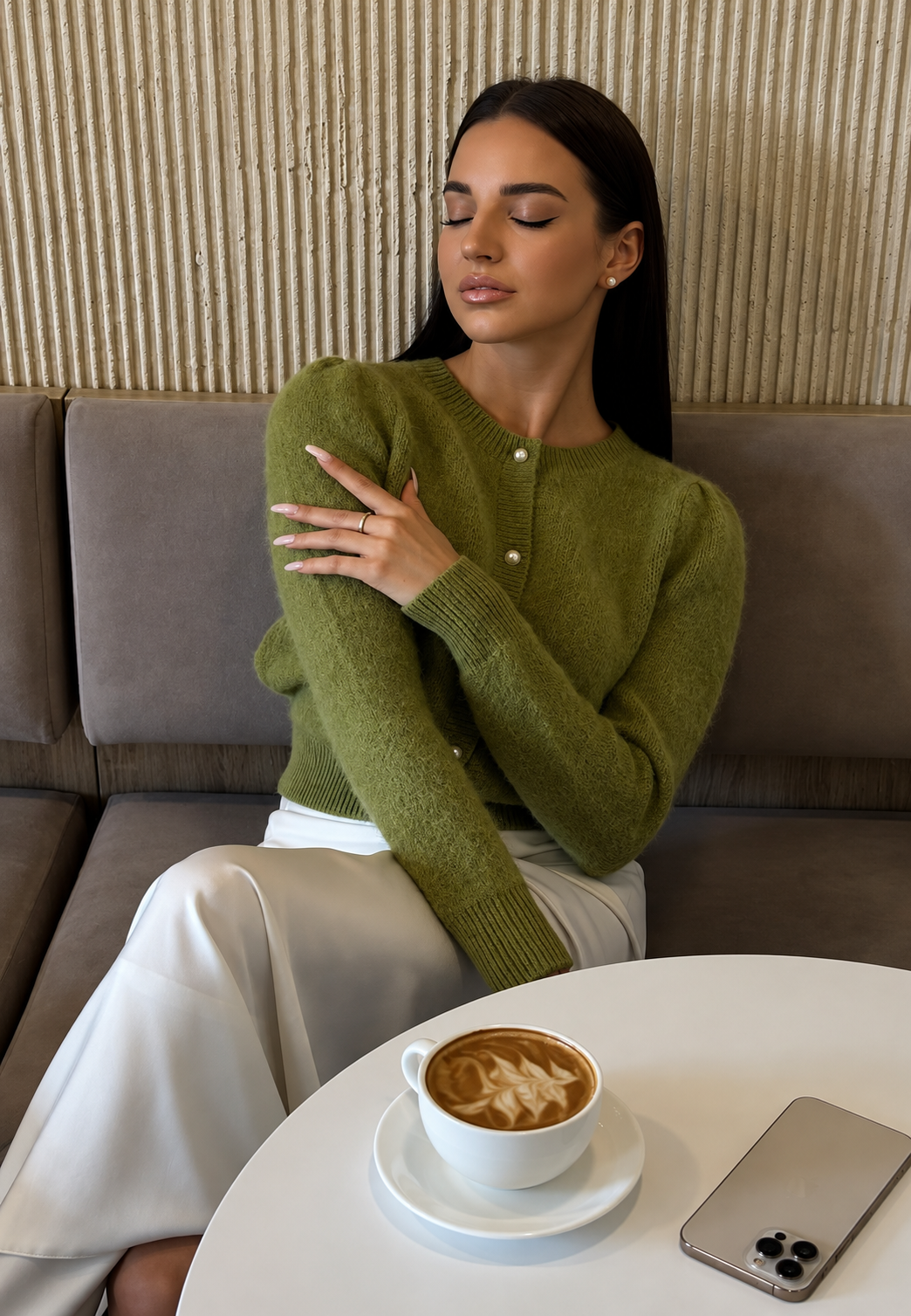 Cardigan femme en maille douce col rond boutons nacrés - Zelmira