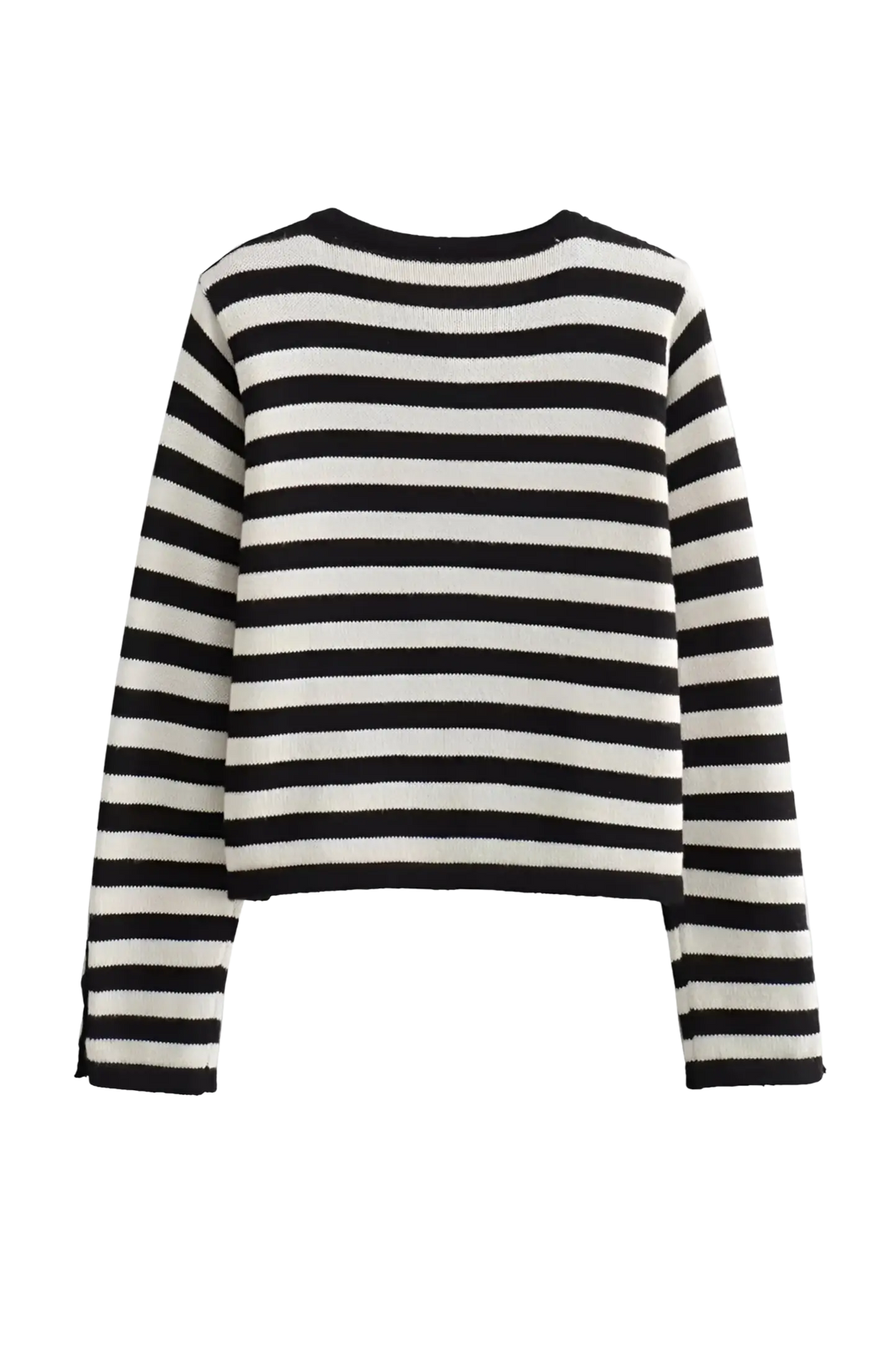 Cardigan femme à rayures bicolores, manches longues, boutons métalliques - Liora