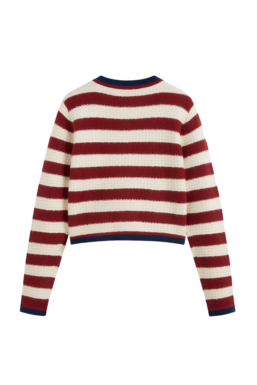Cardigan femme à rayures, boutons métalliques et bordures contrastées - Pastinne