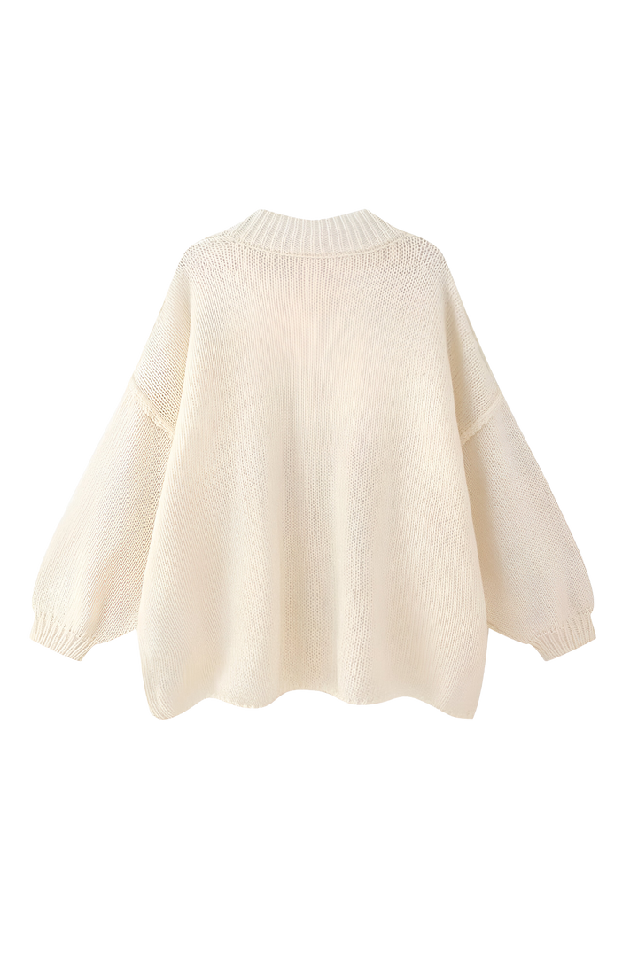 Cardigan oversize en maille épaisse, col montant et boutons métalliques - Koranna