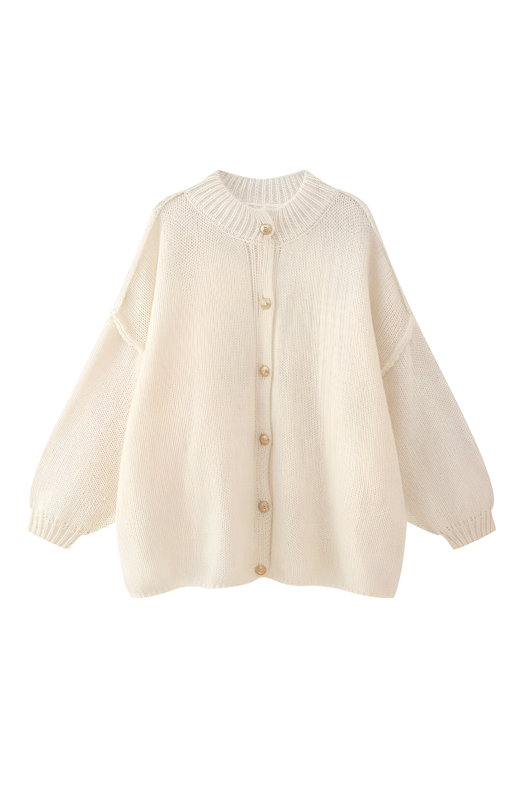 Cardigan oversize en maille épaisse, col montant et boutons métalliques - Koranna
