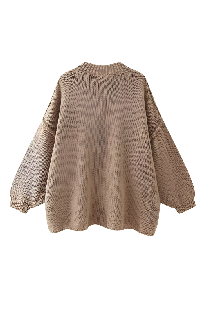 Cardigan oversize en maille épaisse, col montant et boutons métalliques - Koranna