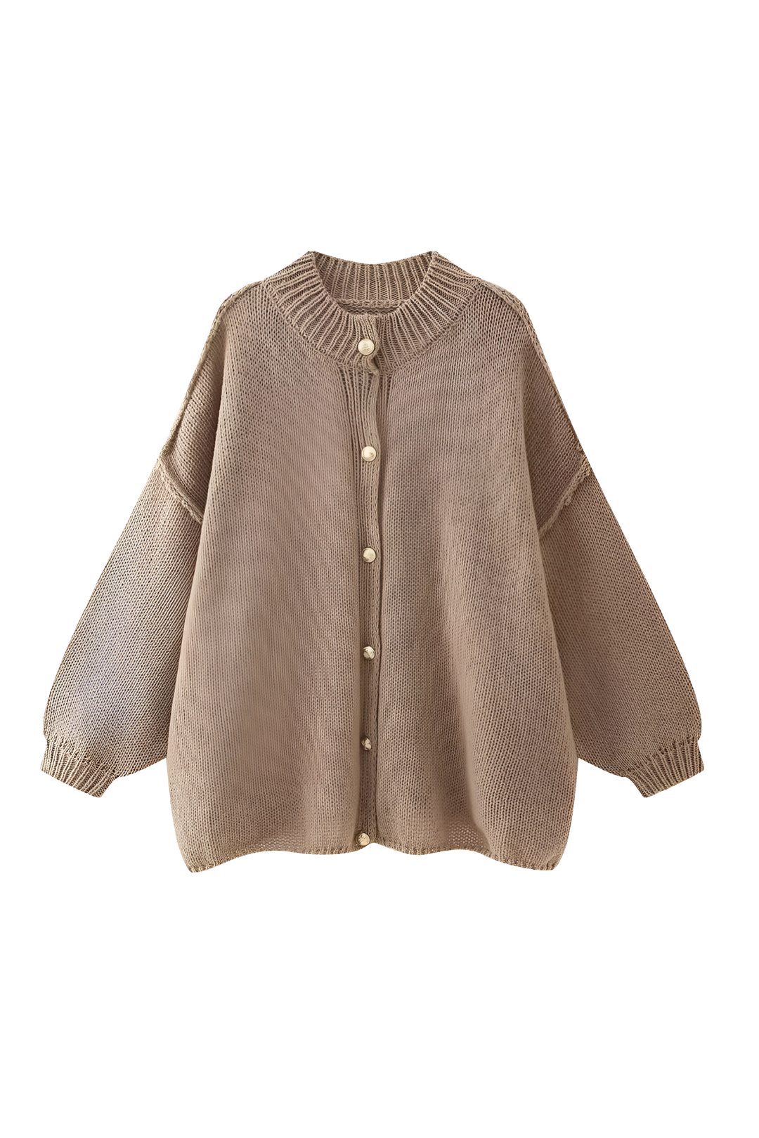 Cardigan oversize en maille épaisse, col montant et boutons métalliques - Koranna