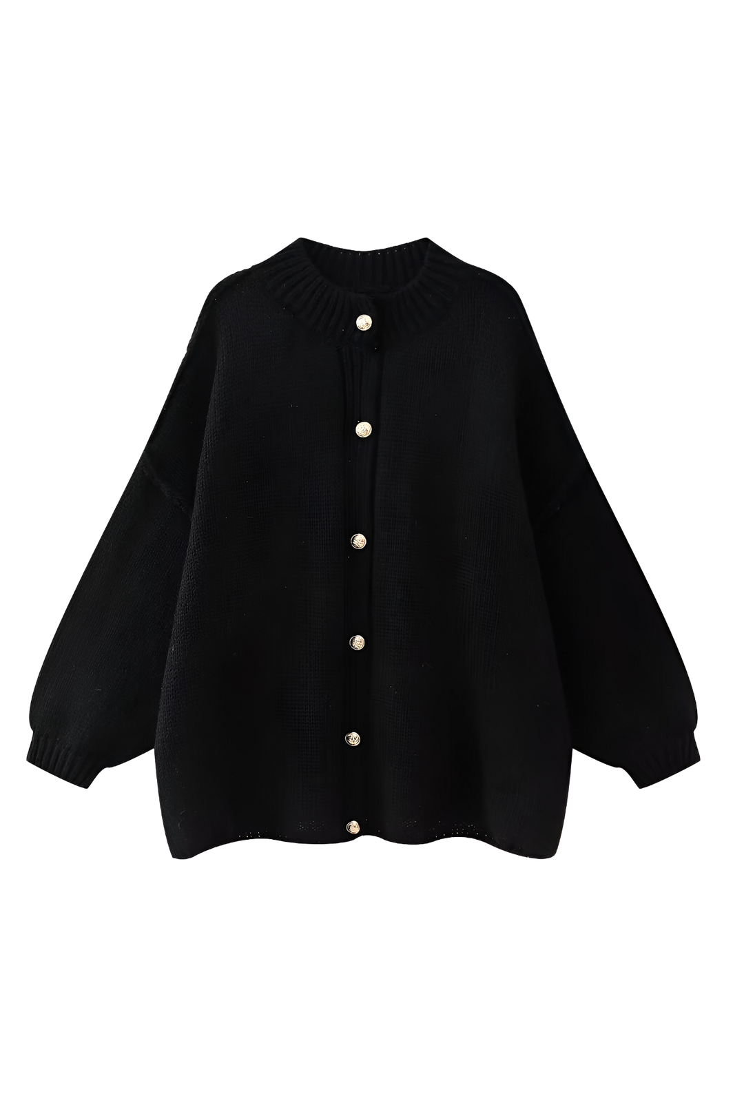 Cardigan oversize en maille épaisse, col montant et boutons métalliques - Koranna