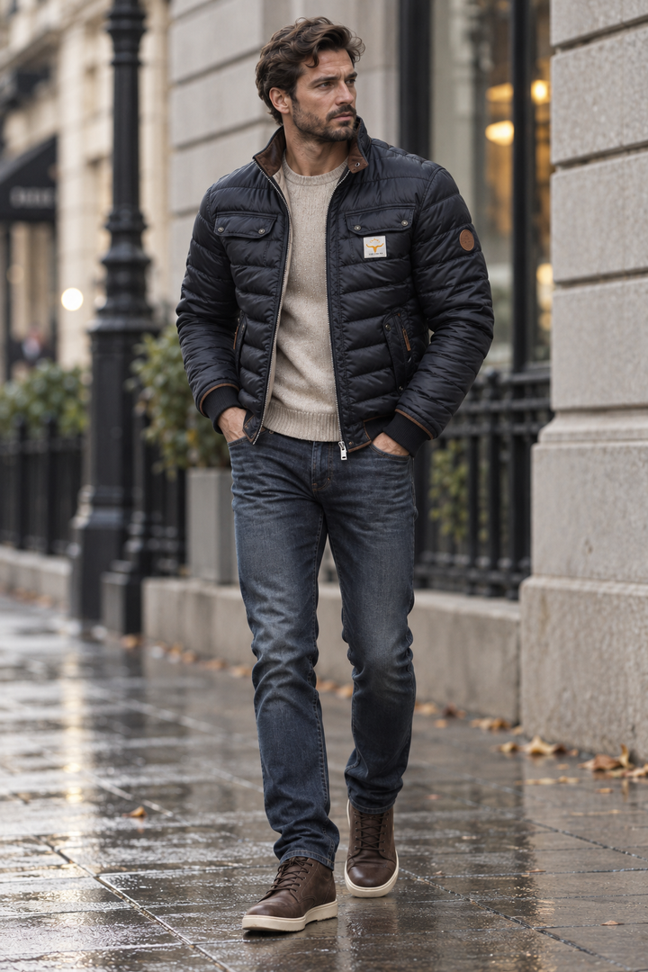 Veste matelassée pour homme à col montant et poches à rabat - Iker