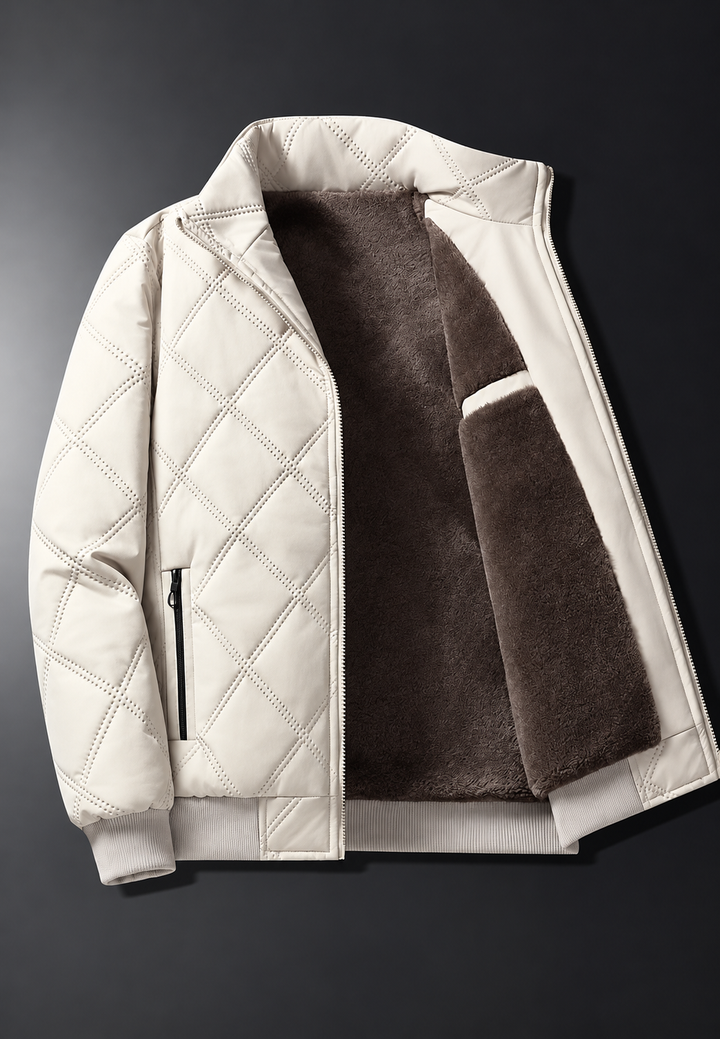 Blouson matelassé homme à losanges col montant doublure duveteuse - Valdren