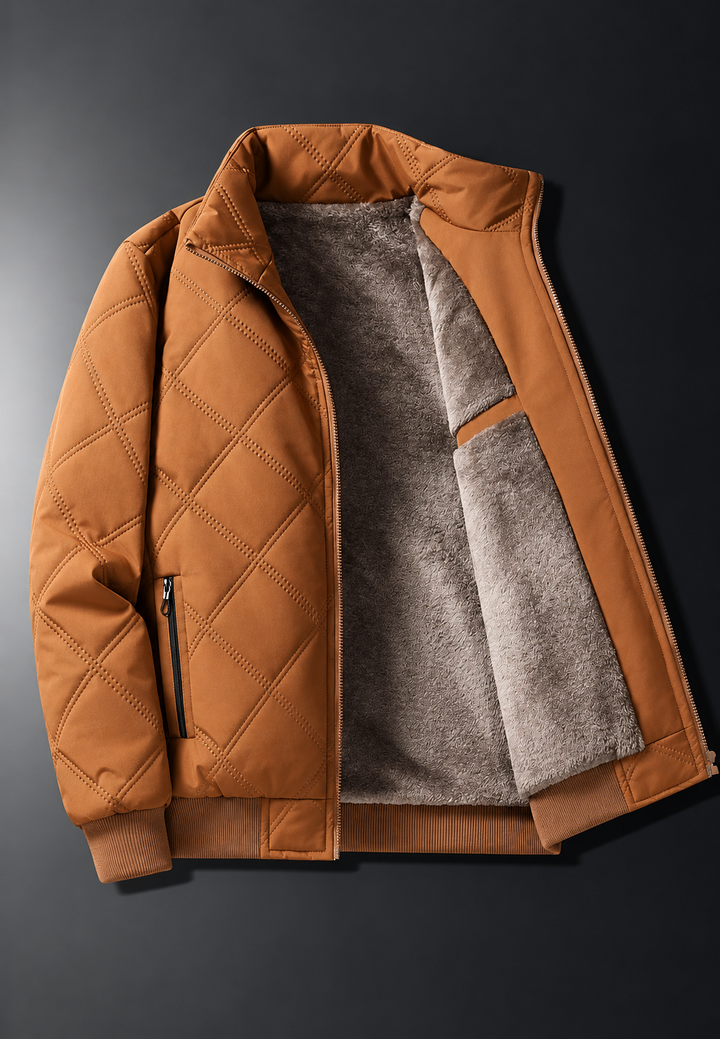 Blouson matelassé homme à losanges col montant doublure duveteuse - Valdren