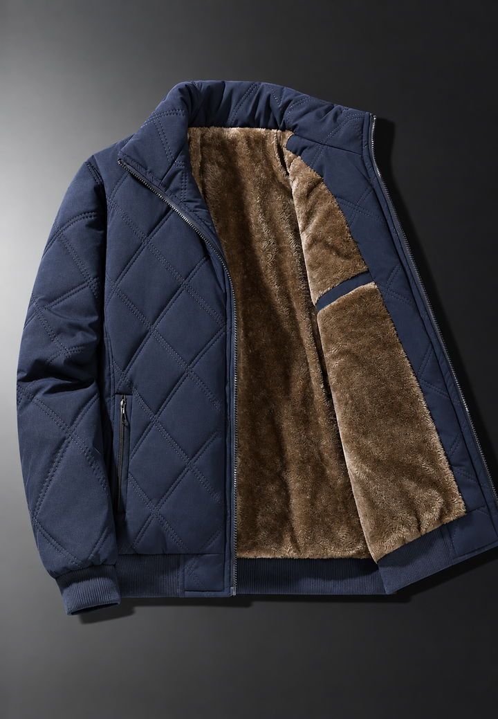 Blouson matelassé homme à losanges col montant doublure duveteuse - Valdren
