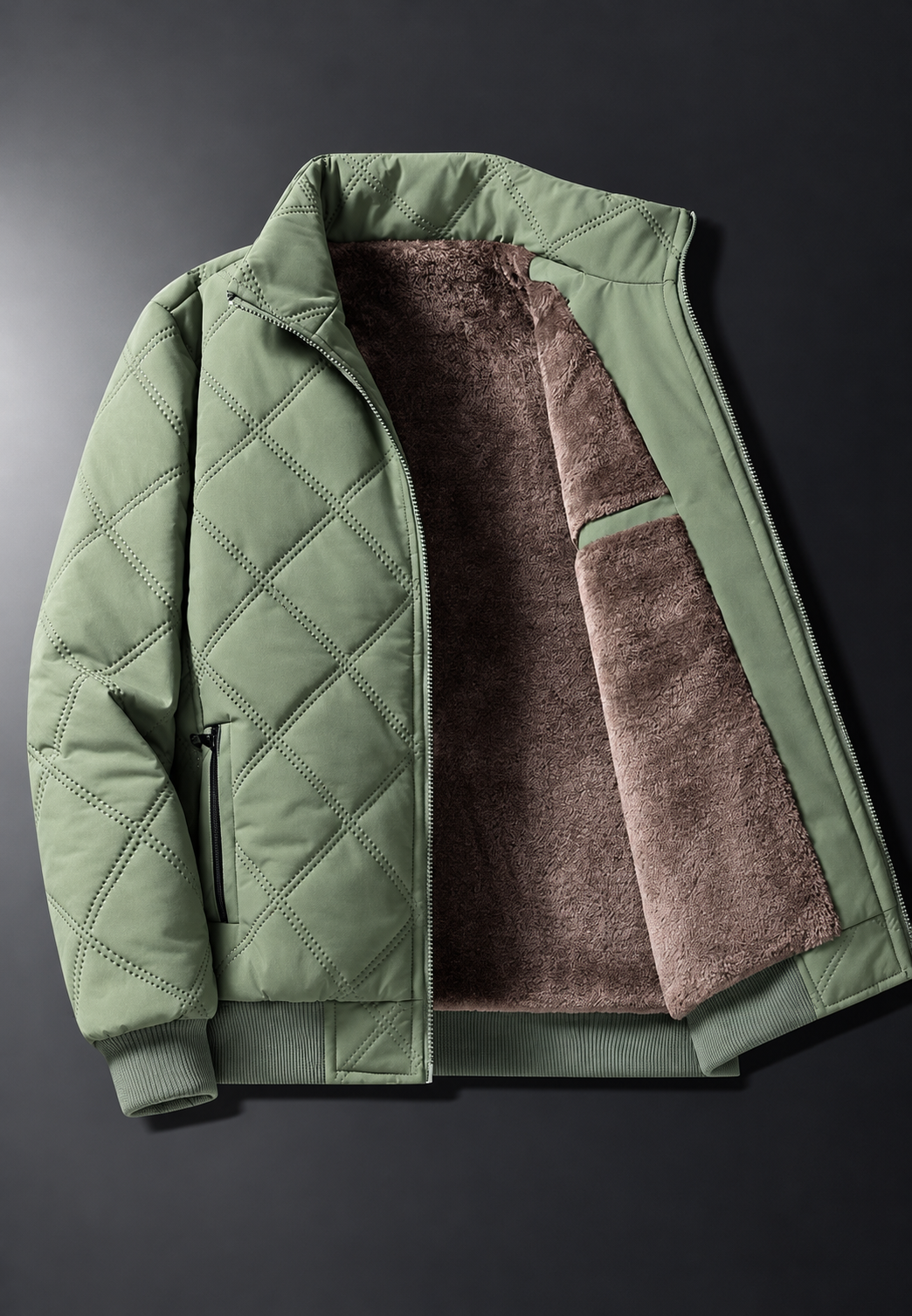Blouson matelassé homme à losanges col montant doublure duveteuse - Valdren
