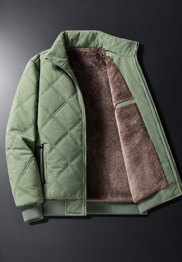 Blouson matelassé homme à losanges col montant doublure duveteuse - Valdren