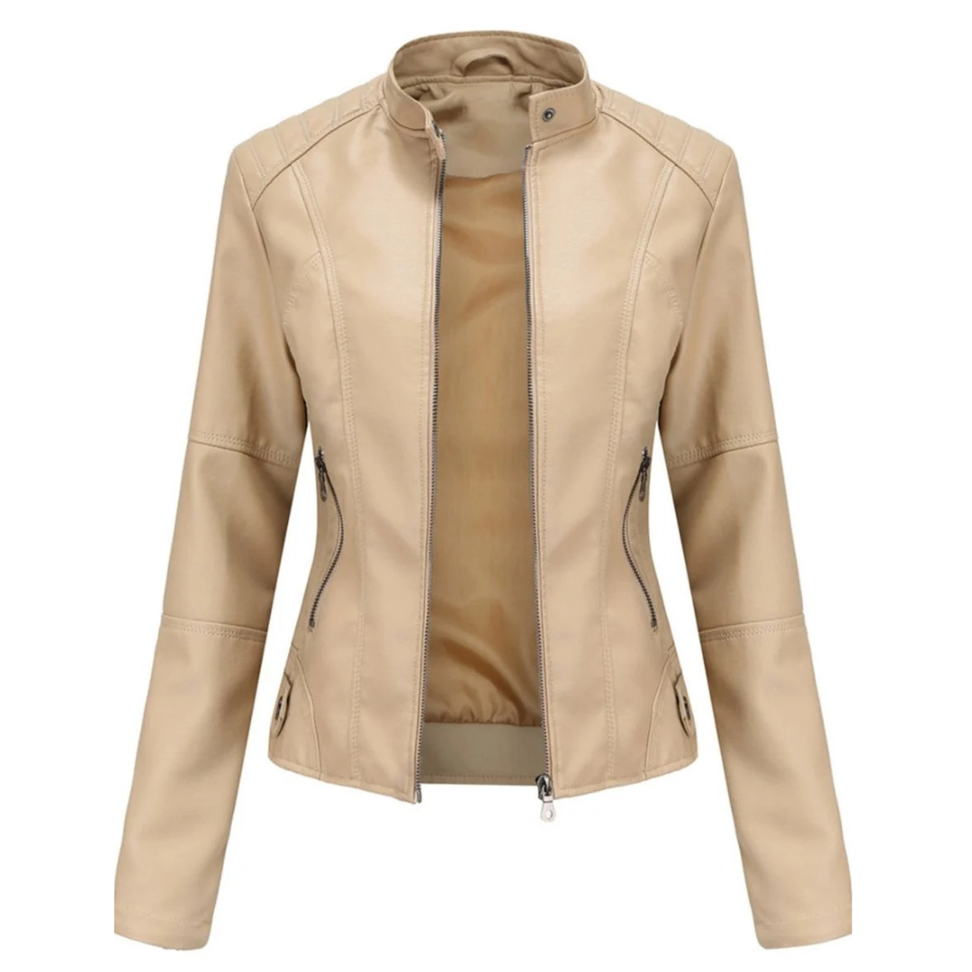 Veste de motard effet cuir pour femme avec col mao - Cleo