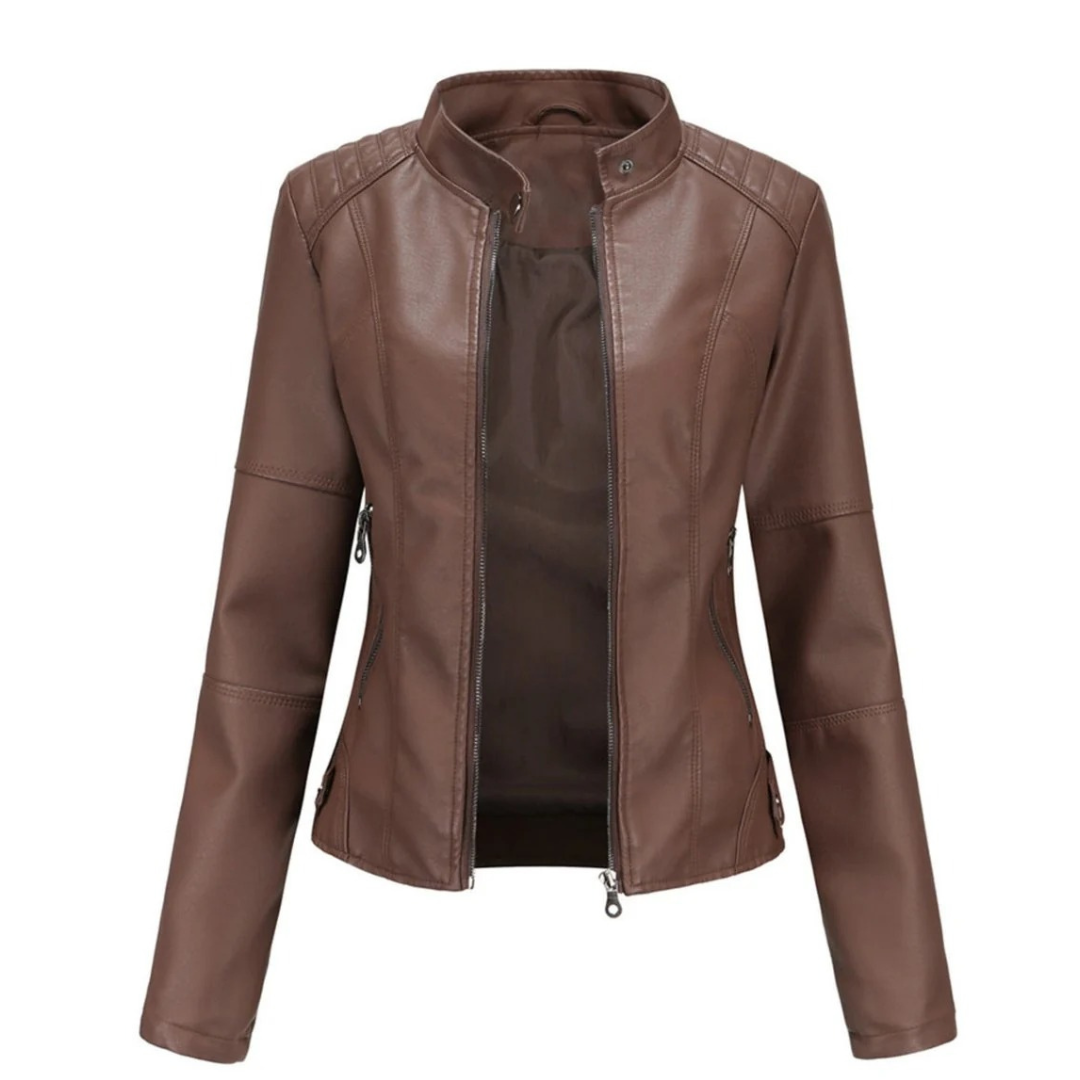 Veste de motard effet cuir pour femme avec col mao - Cleo