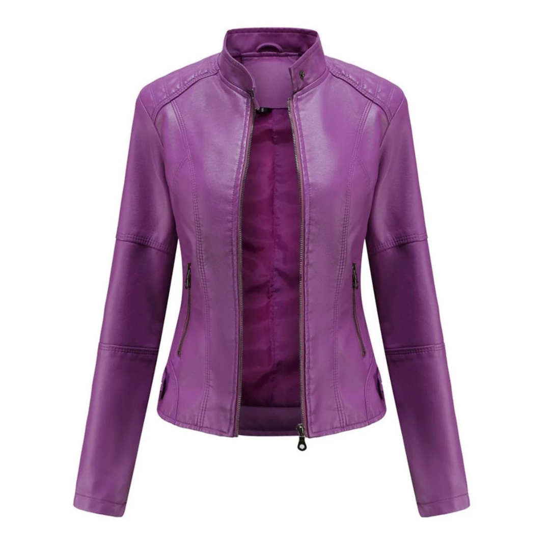 Veste de motard effet cuir pour femme avec col mao - Cleo