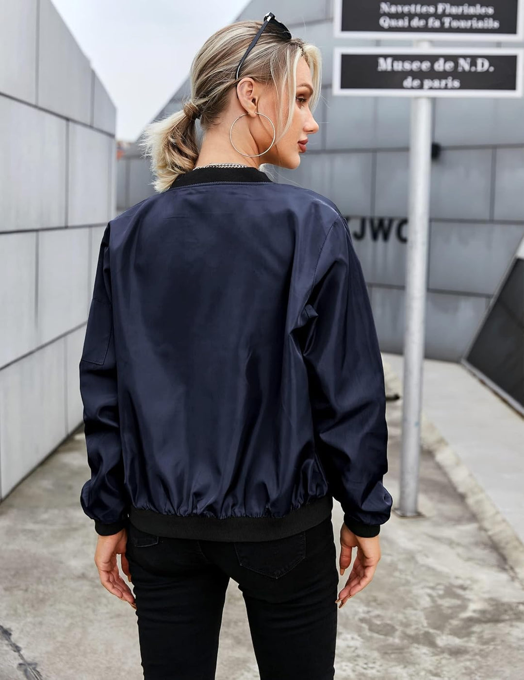 Blouson bomber court pour femme, finition satinée - Vianne