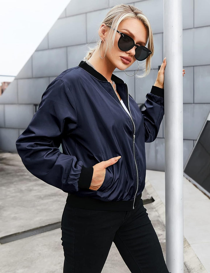 Blouson bomber court pour femme, finition satinée - Vianne