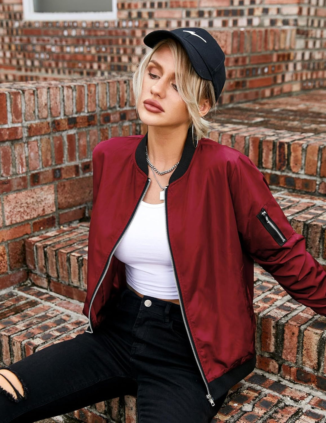 Blouson bomber court pour femme, finition satinée - Vianne