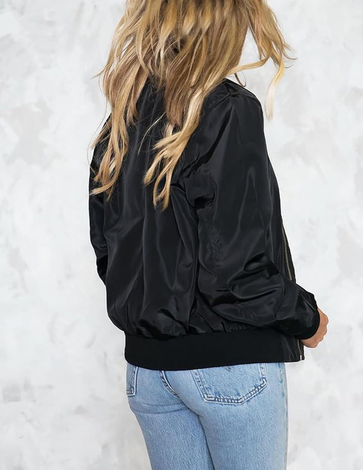 Blouson bomber court pour femme, finition satinée - Vianne