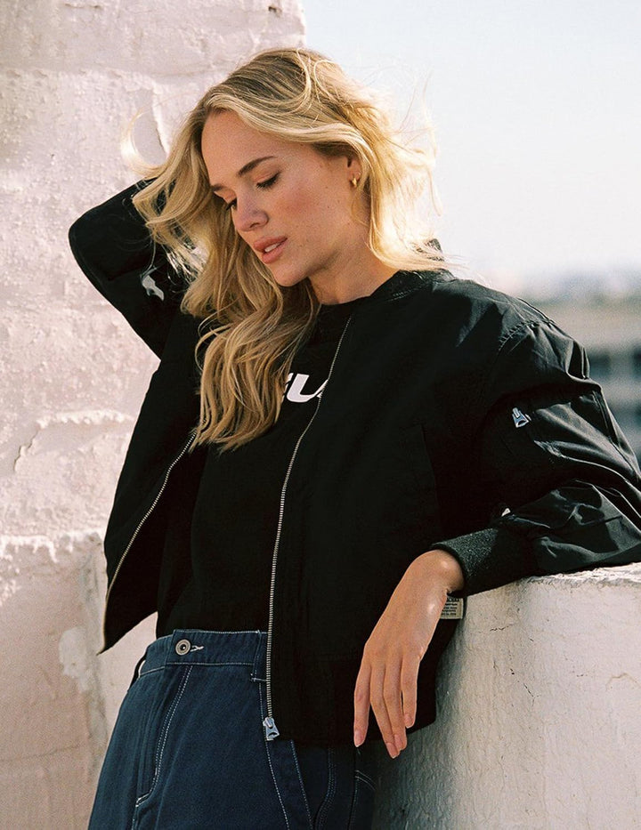 Blouson bomber court pour femme, finition satinée - Vianne