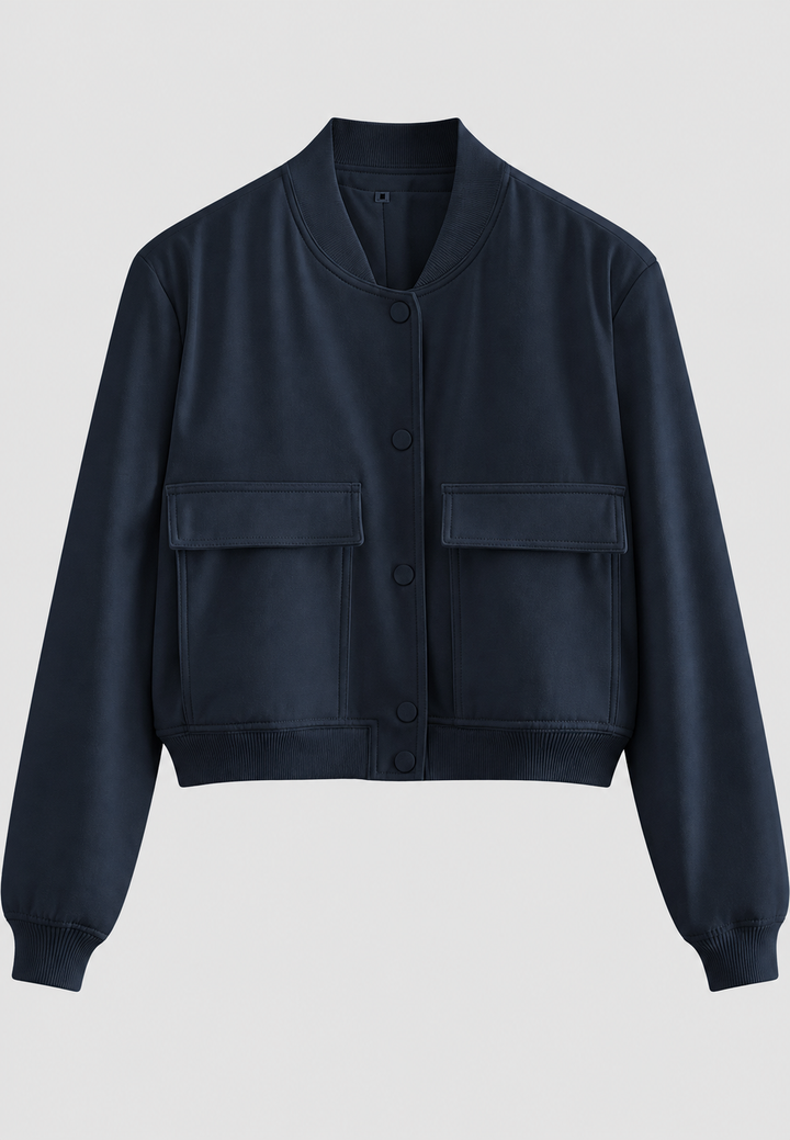 Blouson bomber court pour femme à boutons-pression - Mélisande