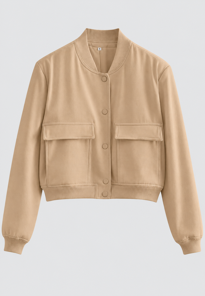 Blouson bomber court pour femme à boutons-pression - Mélisande