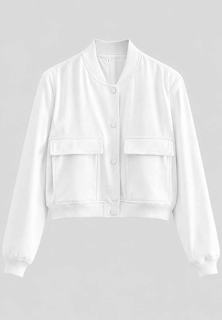 Blouson bomber court pour femme à boutons-pression - Mélisande