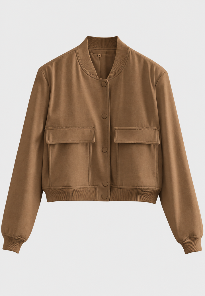 Blouson bomber court pour femme à boutons-pression - Mélisande