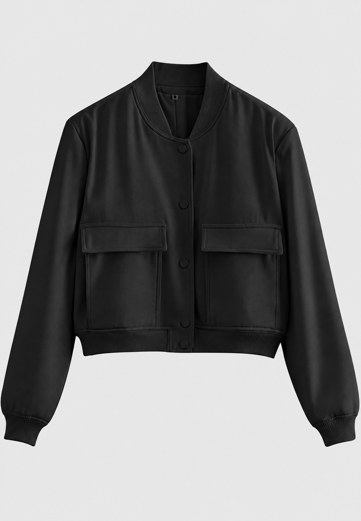 Blouson bomber court pour femme à boutons-pression - Mélisande