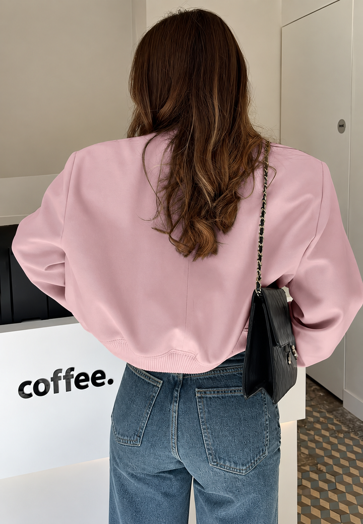 Blouson bomber court pour femme à boutons-pression - Mélisande