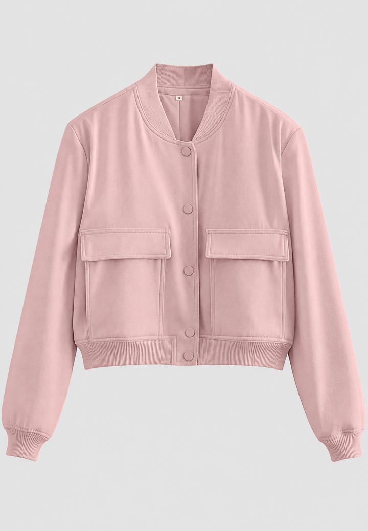 Blouson bomber court pour femme à boutons-pression - Mélisande