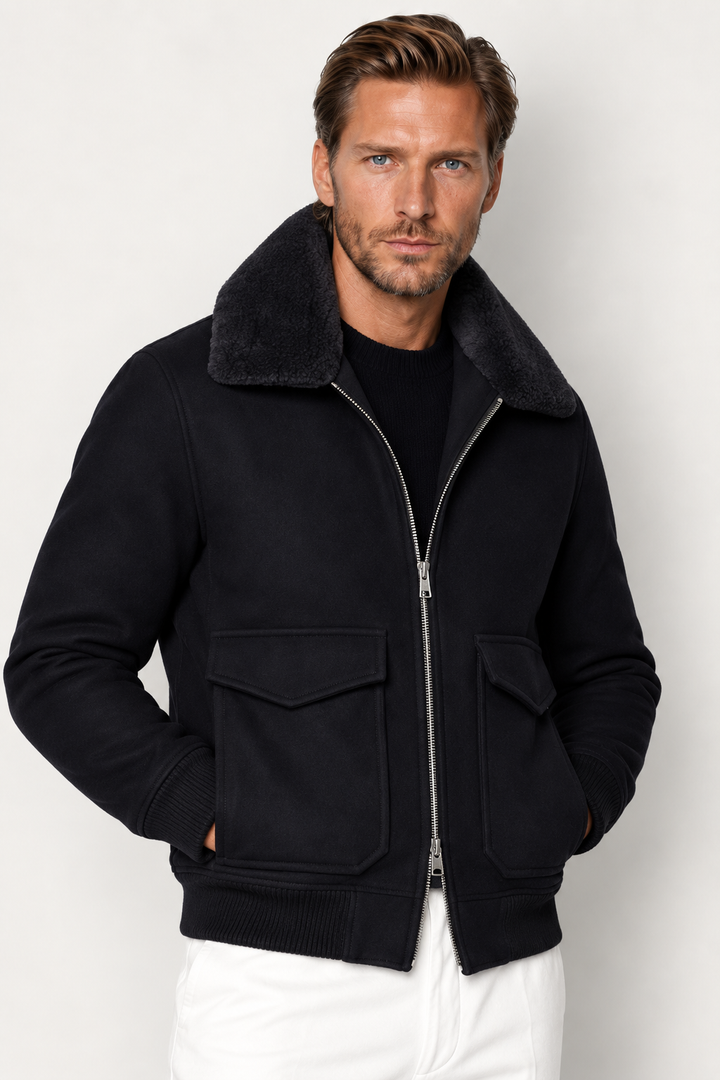 Veste bomber pour homme à col imitation fourrure et fermeture éclair - Cédric